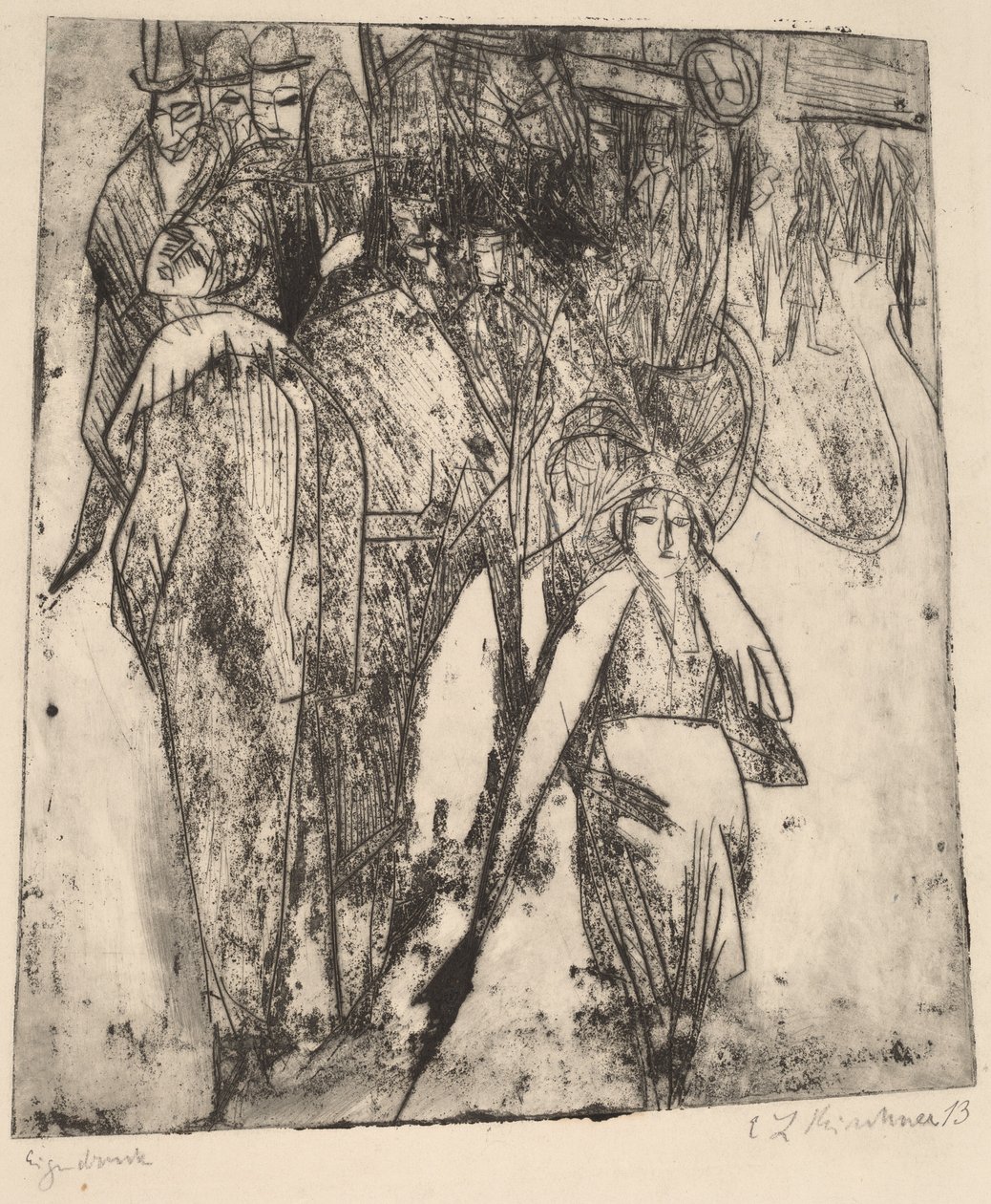 Scena uliczna z omnibusem, 1914. autorstwa Ernst Ludwig Kirchner
