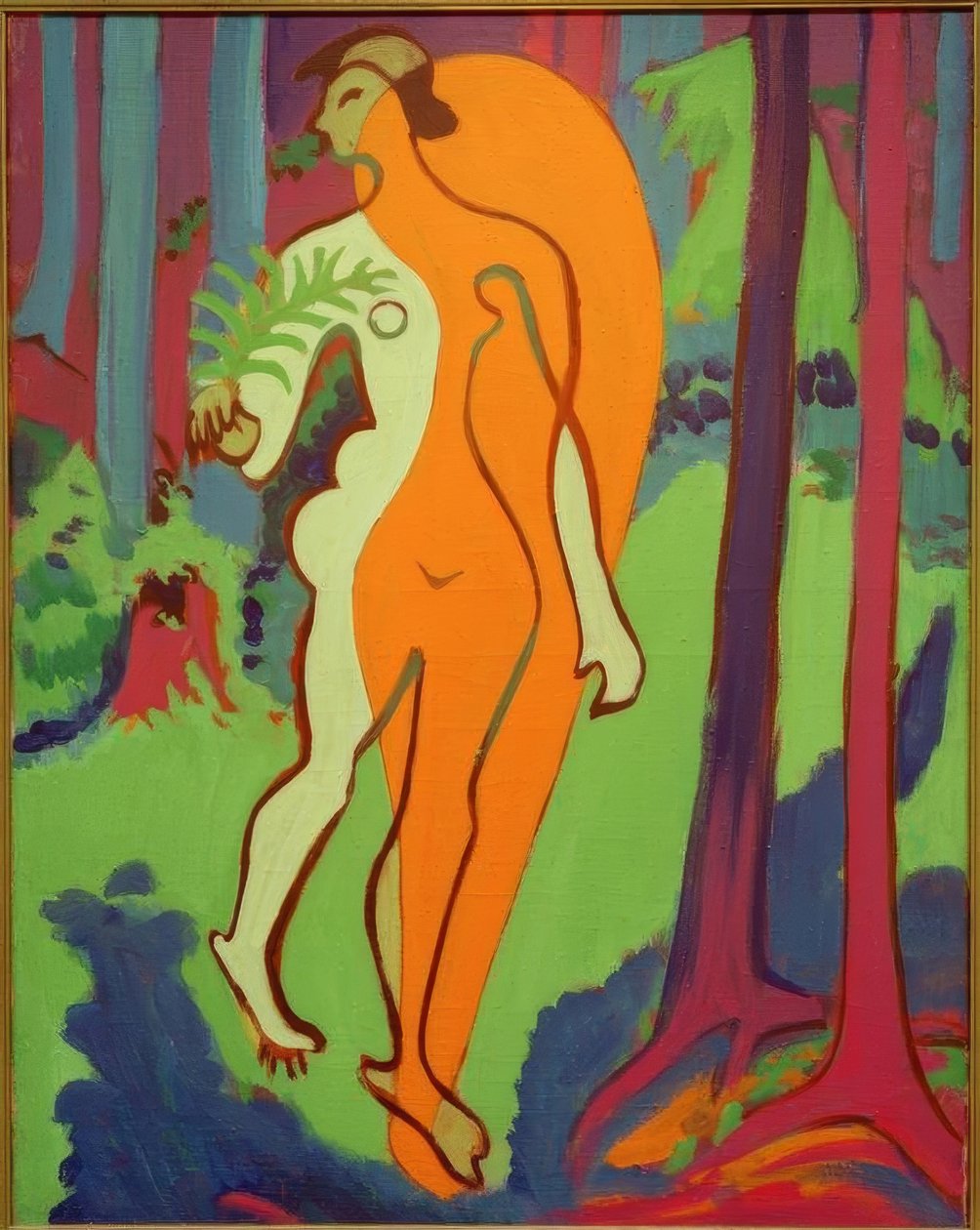 Akt w kolorze pomarańczowym i żółtym autorstwa Ernst Ludwig Kirchner