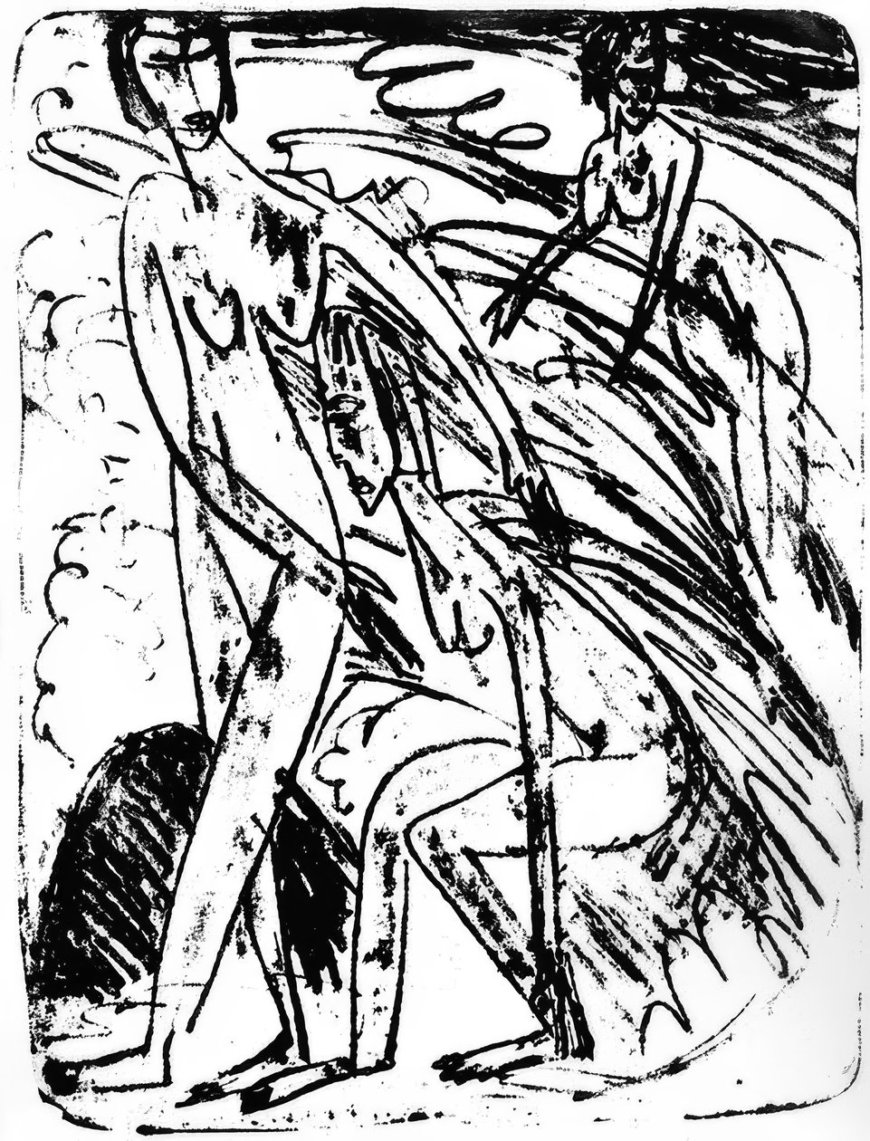 Kąpiący się w falach autorstwa Ernst Ludwig Kirchner