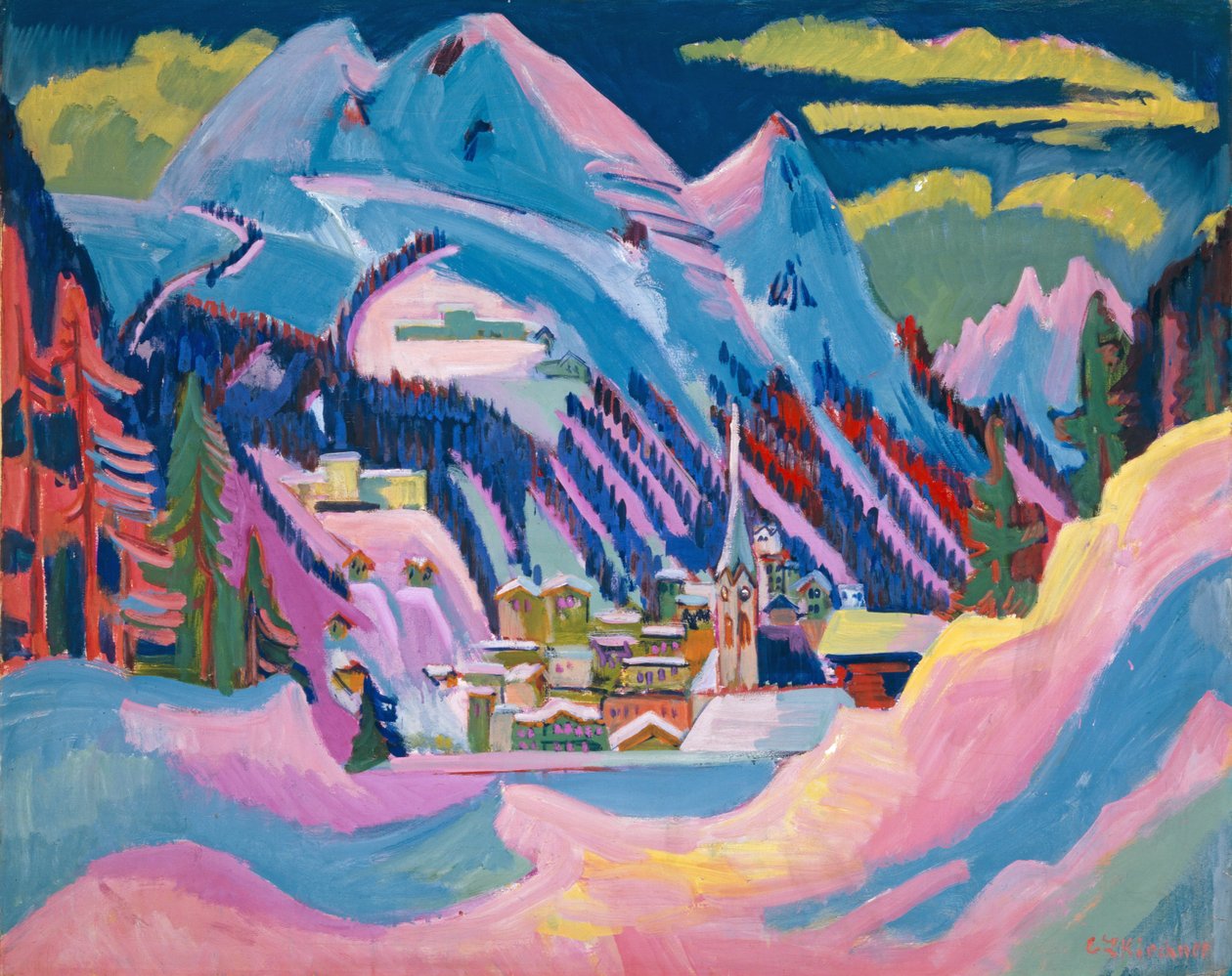 Davos zimą, 1923 r. autorstwa Ernst Ludwig Kirchner