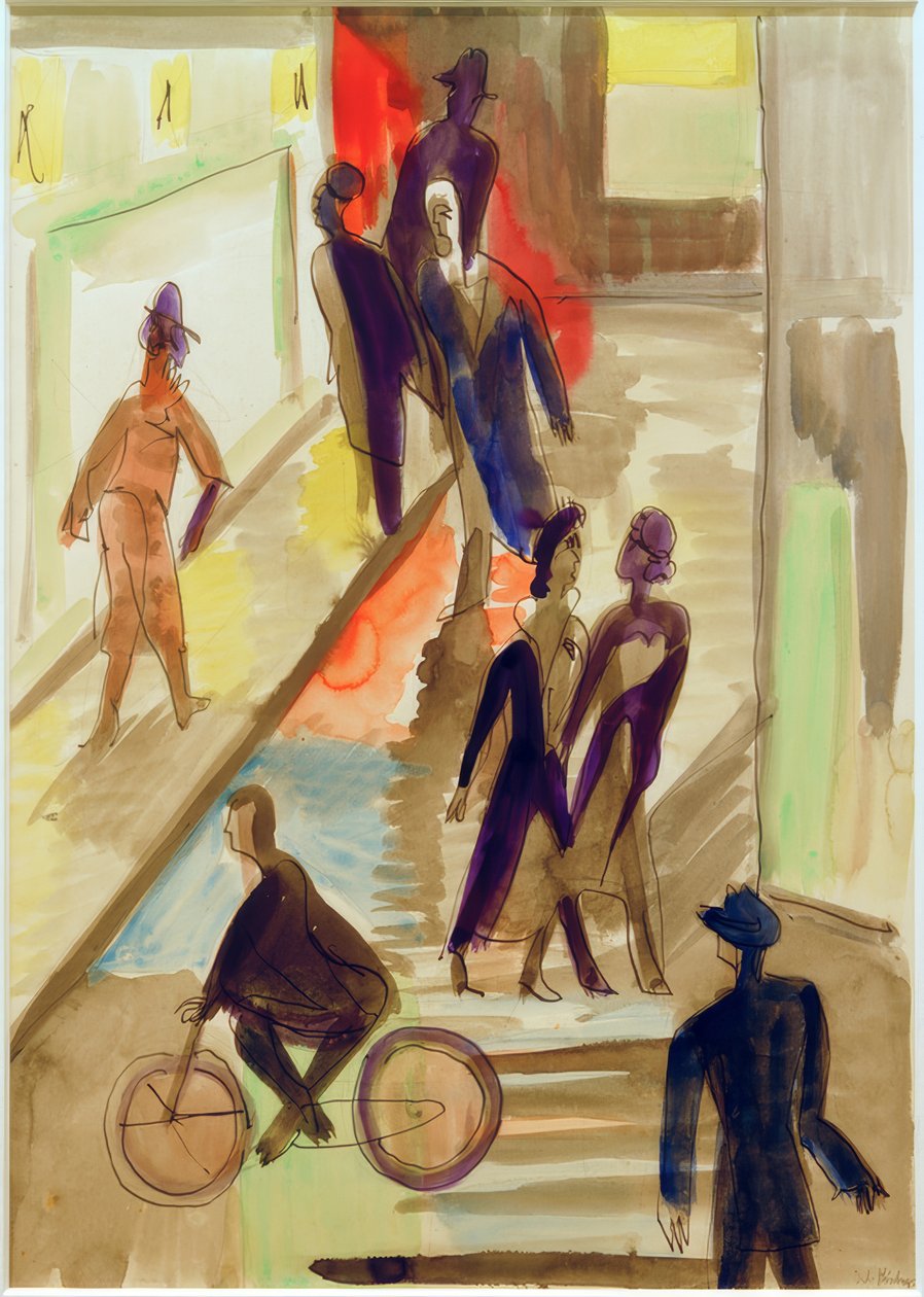 E.L.Kirchner, Scena uliczna z rowerem autorstwa Ernst Ludwig Kirchner