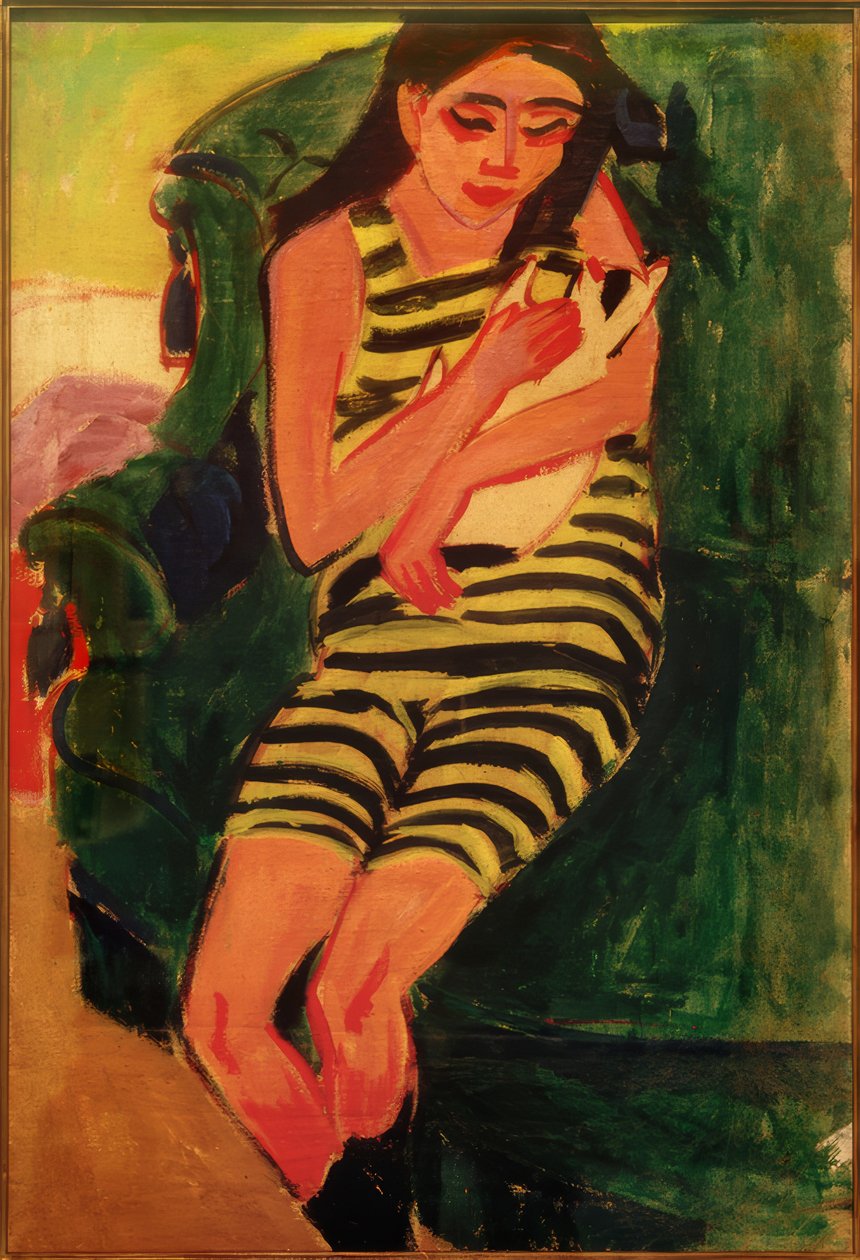 Fränzi z kotem autorstwa Ernst Ludwig Kirchner