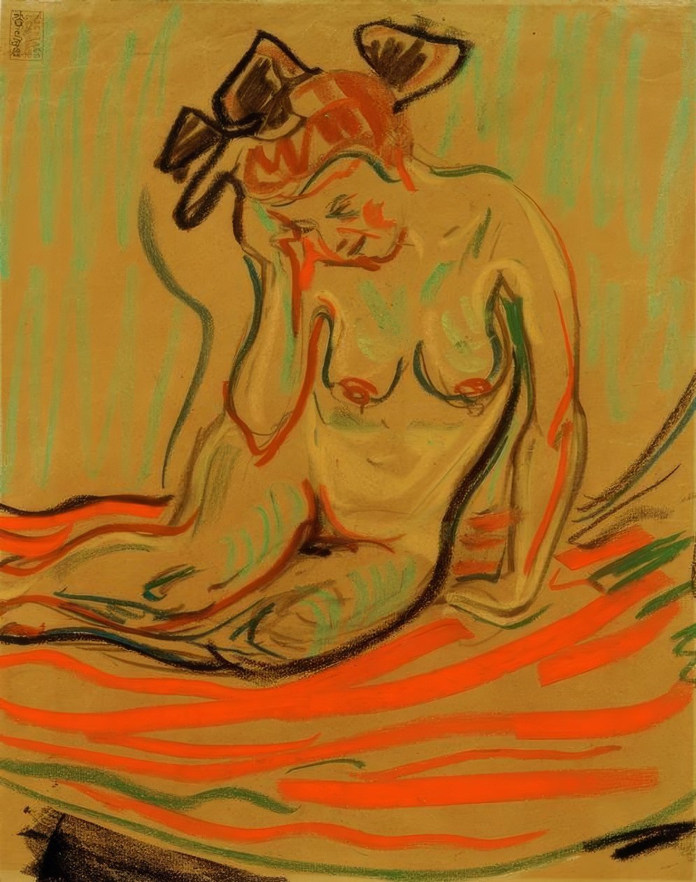 Przyczajony akt kobiecy z podpartym ramieniem autorstwa Ernst Ludwig Kirchner