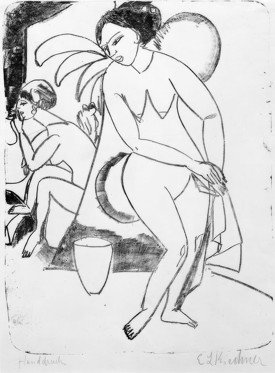 Nagie dziewczyny w studio autorstwa Ernst Ludwig Kirchner