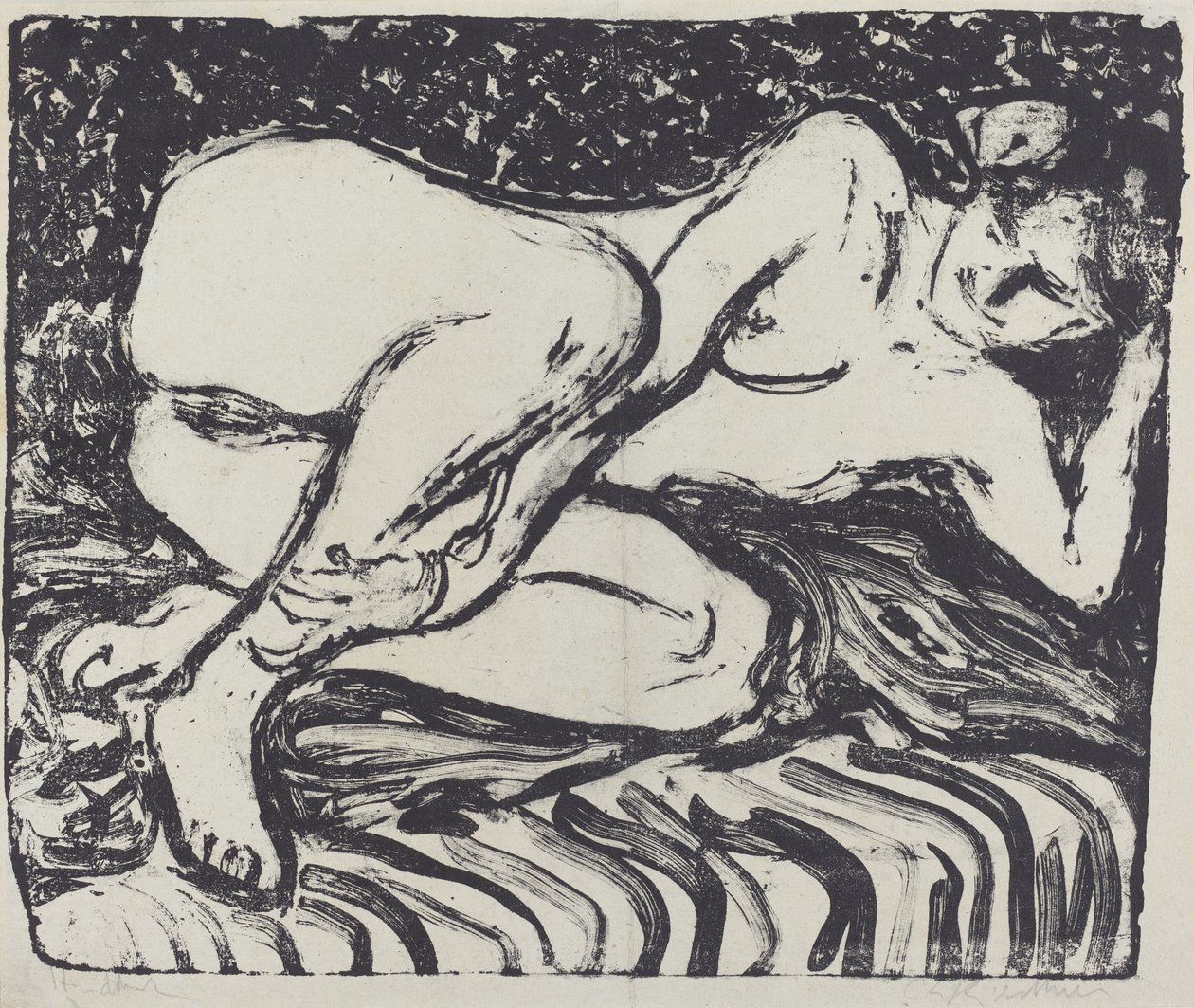 Leżąc nago autorstwa Ernst Ludwig Kirchner