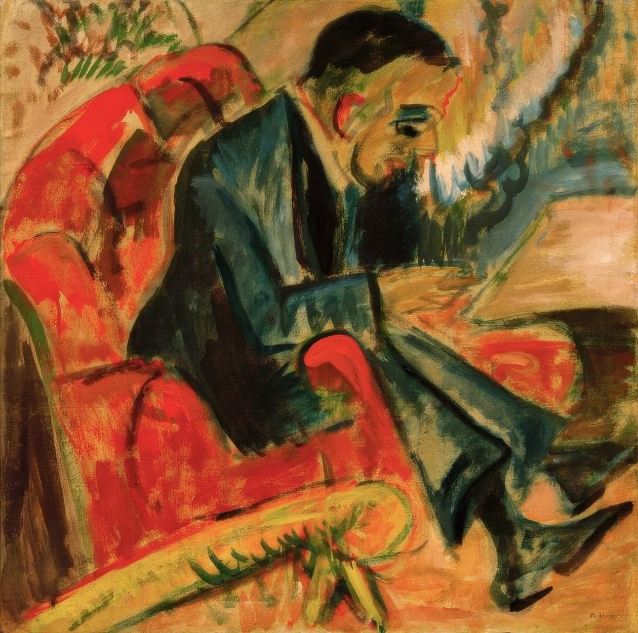 Siedzący mężczyzna na ławce w parku autorstwa Ernst Ludwig Kirchner