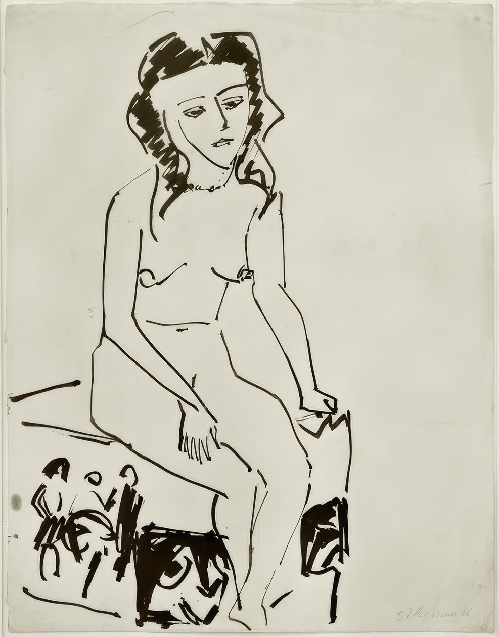 Siedząca kobieta nago autorstwa Ernst Ludwig Kirchner