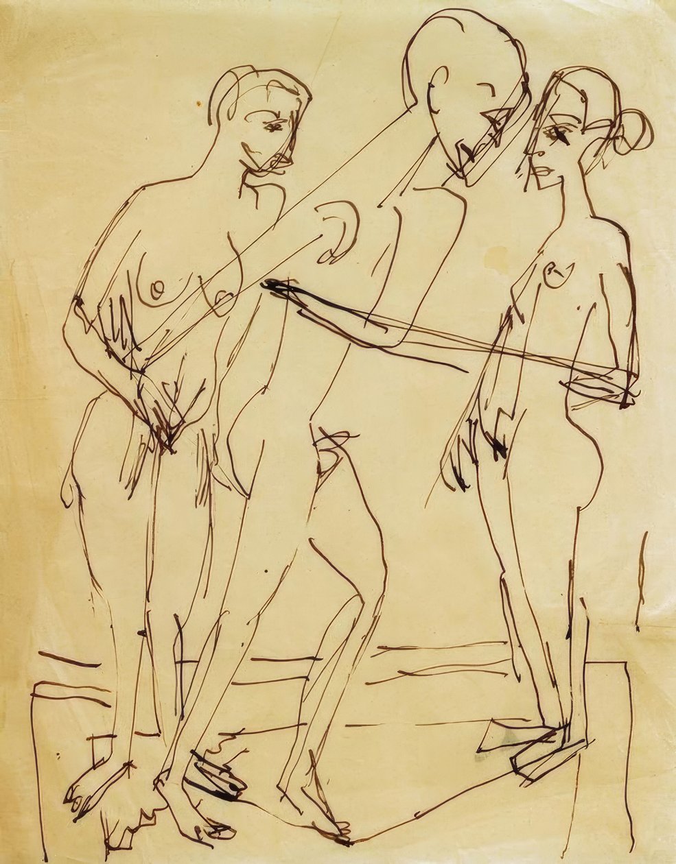 Taniec między kobietami autorstwa Ernst Ludwig Kirchner