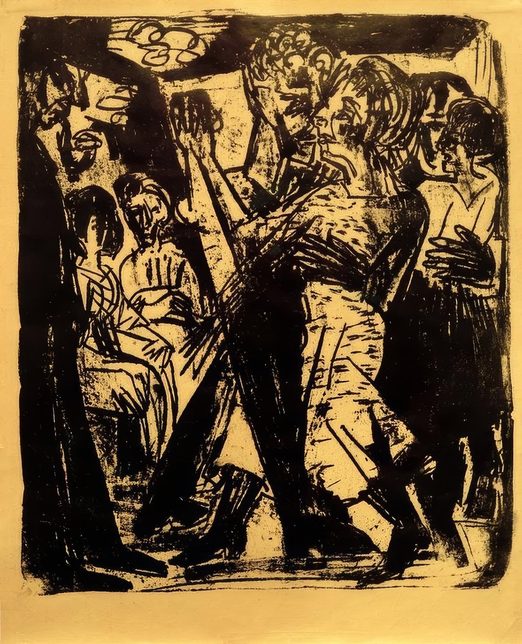 Tańcząca para chłopska autorstwa Ernst Ludwig Kirchner
