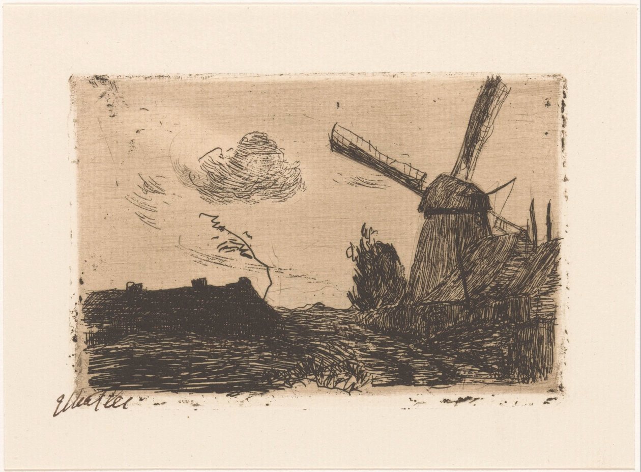 Młyn na farmie autorstwa Etha Fles (signed by artist)