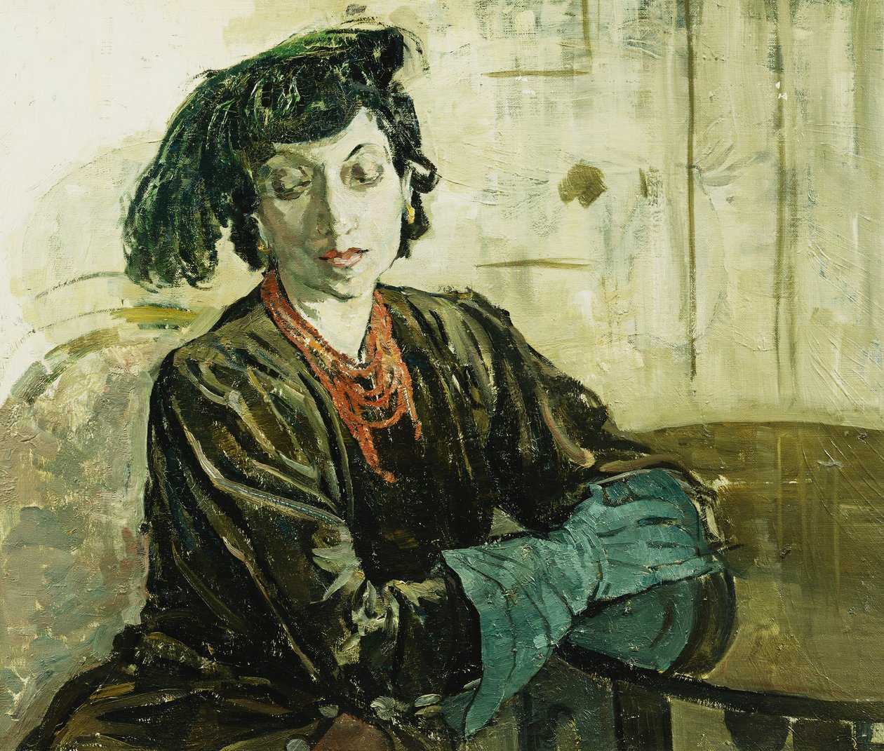 Zielone pióra i zielone rękawiczki autorstwa Ethel Gabain