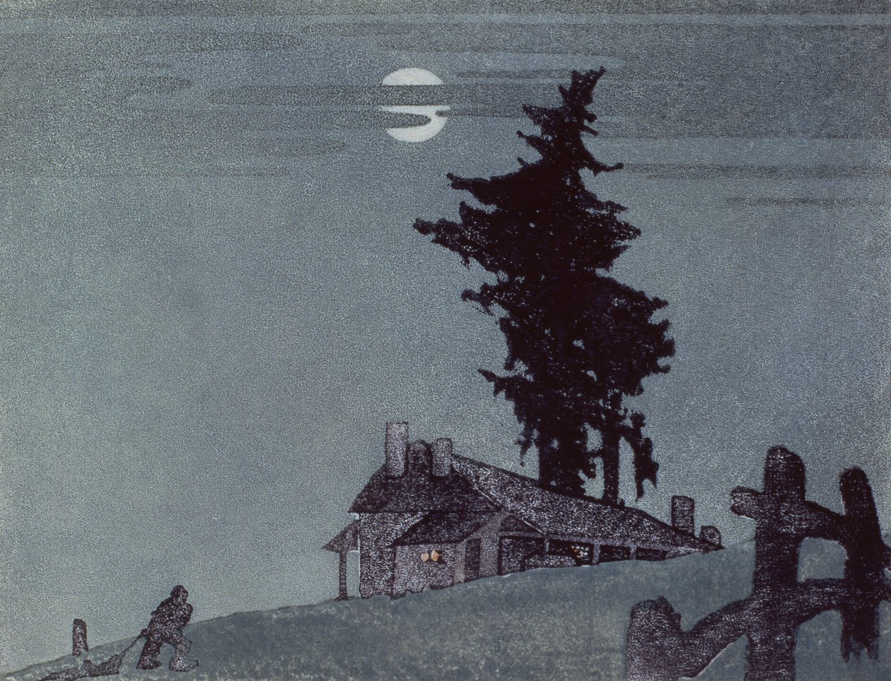 Gospodarstwo, 1937 (linoryt) autorstwa Ethleen Palmer