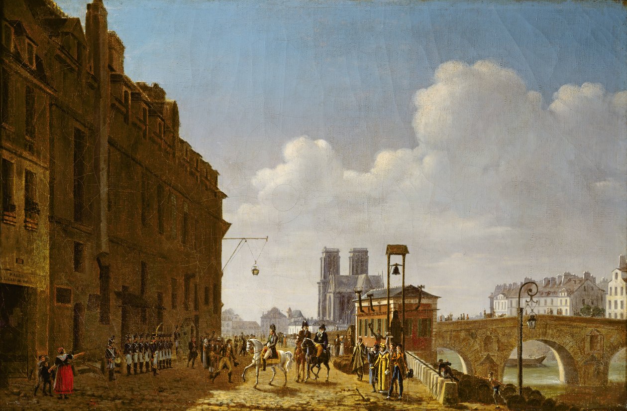 Cesarz Napoleon odwiedzający targ po eau-de-vie na Quai Bercy 8 lutego 1811, 1811 autorstwa Etienne Bouhot