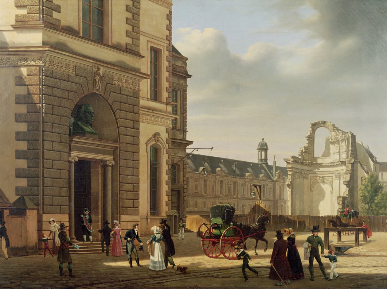 Wejście do Musee de Louvre and St. Louis Church, 1822 r. autorstwa Etienne Bouhot