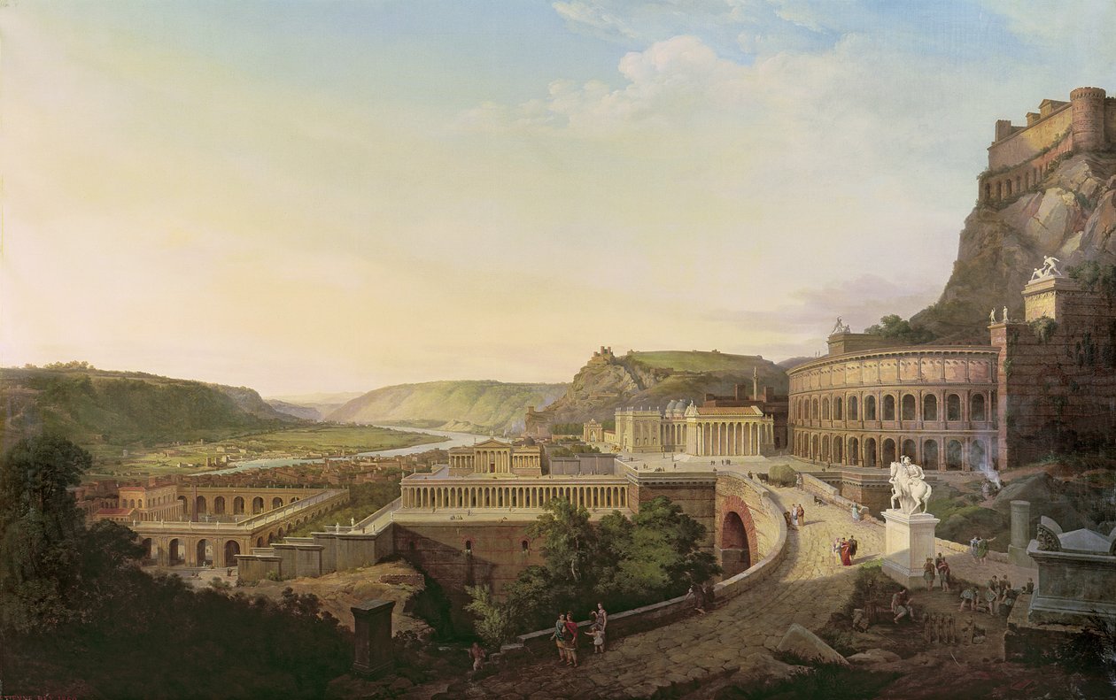 Widok na Wiedeń w czasach rzymskich, 1860 autorstwa Etienne Rey