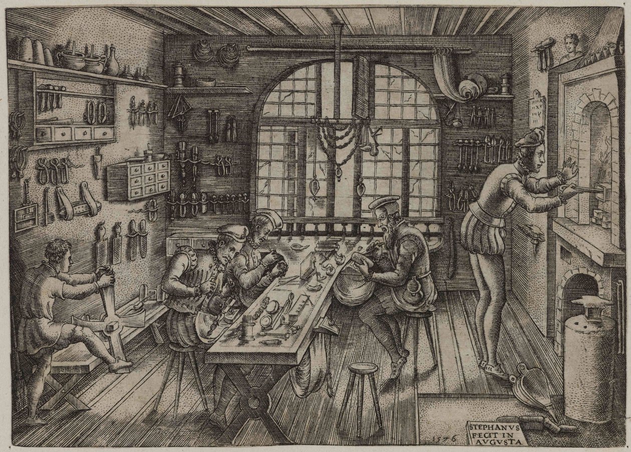 Sklep złotniczy, 1576. autorstwa Etienne Delaune