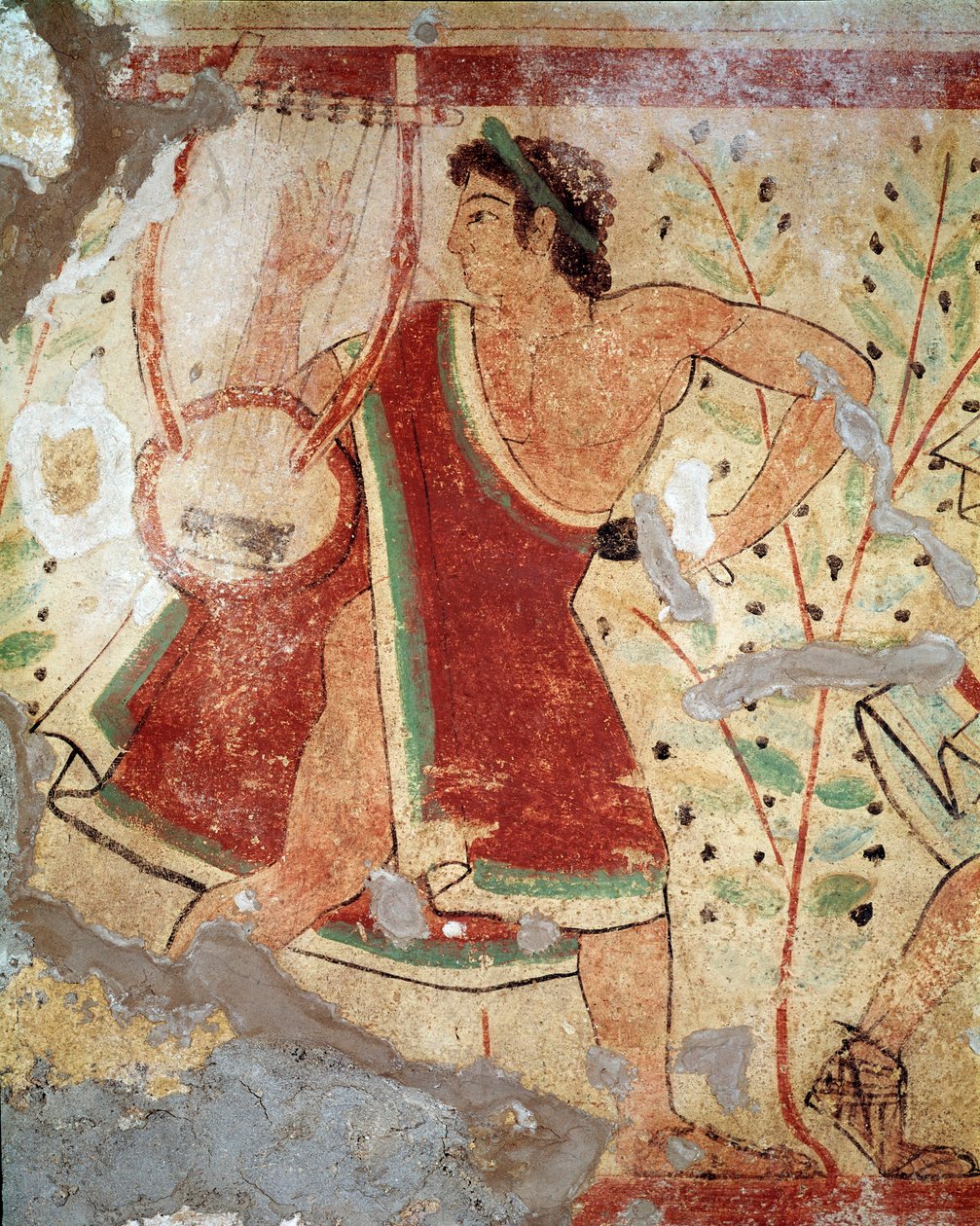 Grający na lirze (Fresco, 520 pne) autorstwa Etruscan