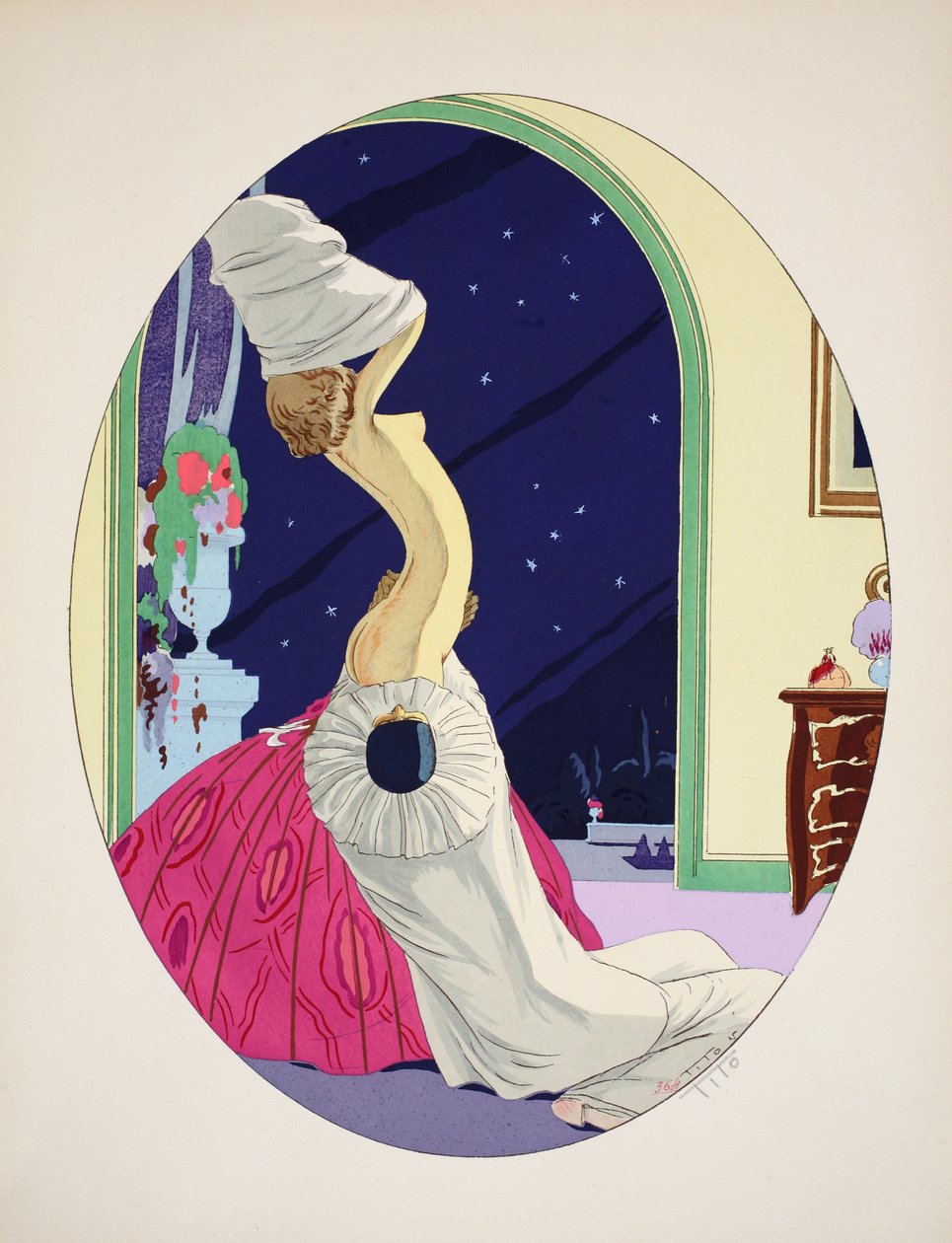 Pięć zmysłów - słuch, wzrok, węch, dotyk i smak, wyd. Paryż, 1925 (odbitka szablonowa) autorstwa Ettore Tito