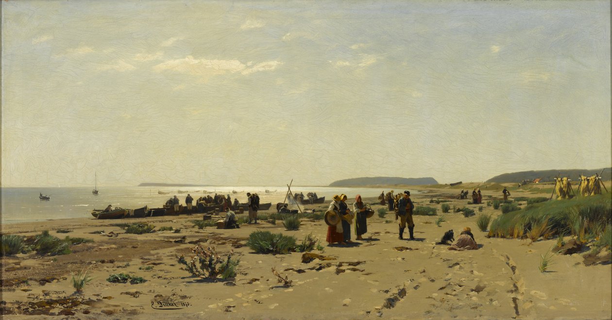 Krajobraz Plaży (Dom Rybaka) autorstwa Eugene Gustav Dücker