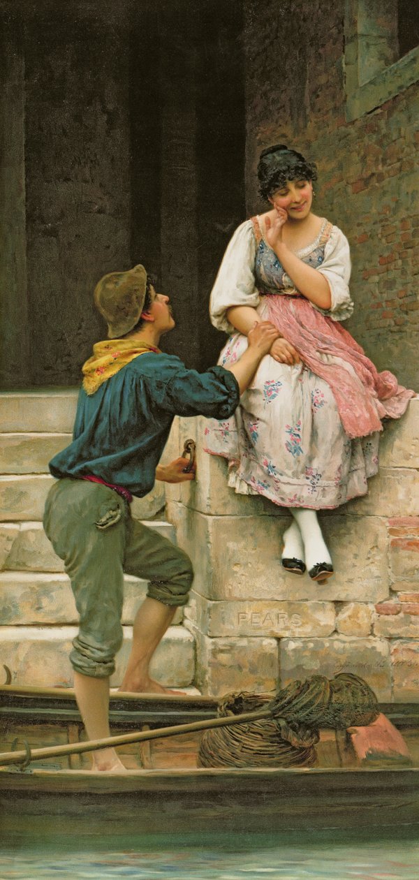 Zalot rybaka, z dorocznego gruszki, Boże Narodzenie, 1894 r. autorstwa Eugen von Blaas