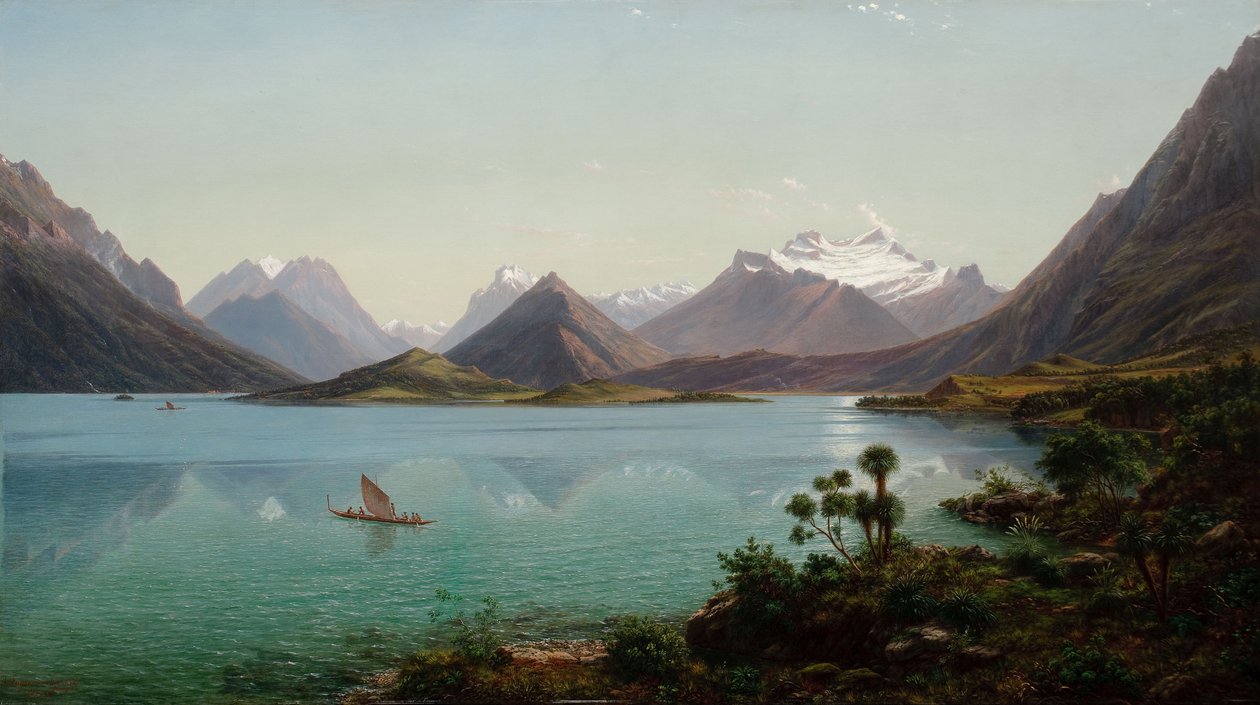 Jezioro Wakatipu z Mount Earnslaw, Middle Island, Nowa Zelandia autorstwa Eugene von Guérard