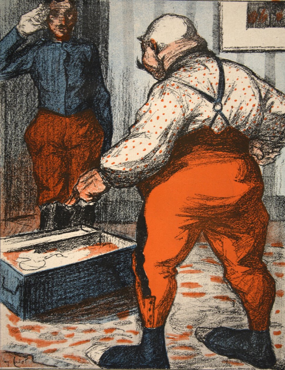 Urzędnik nadzorujący układanie bielizny, ilustracja z "L