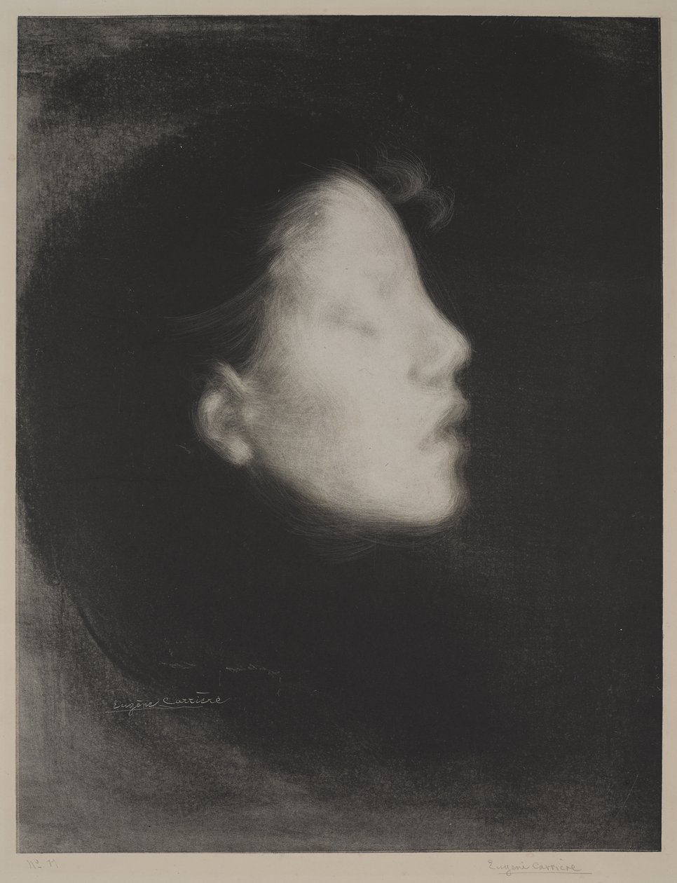 Nelly Carriere (Tete de femme), 1895 (litografia na papierze tkanym) autorstwa Eugène Carrière