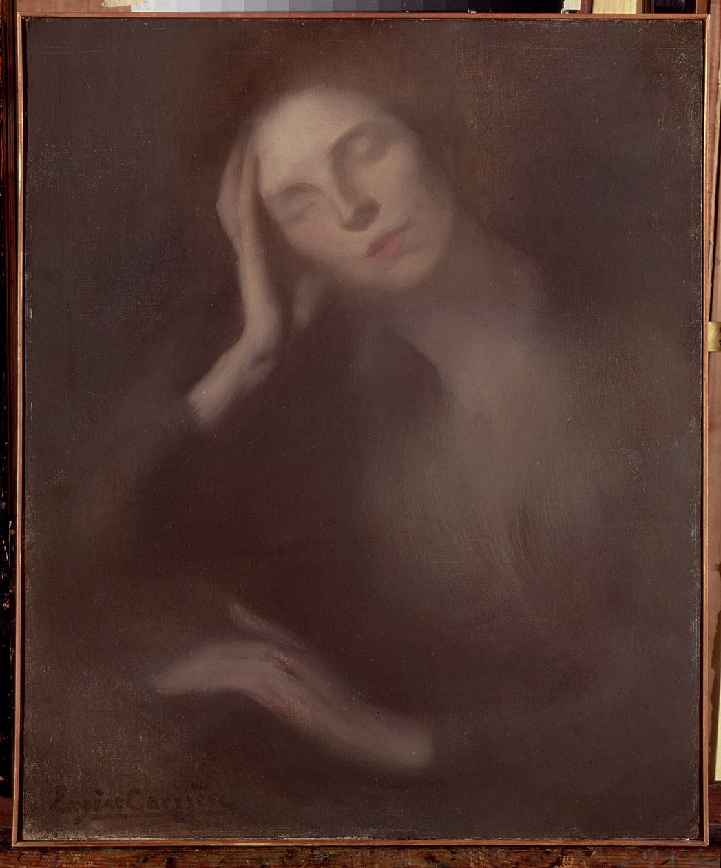 Kobieta oparta o stół, 1893 autorstwa Eugène Carrière