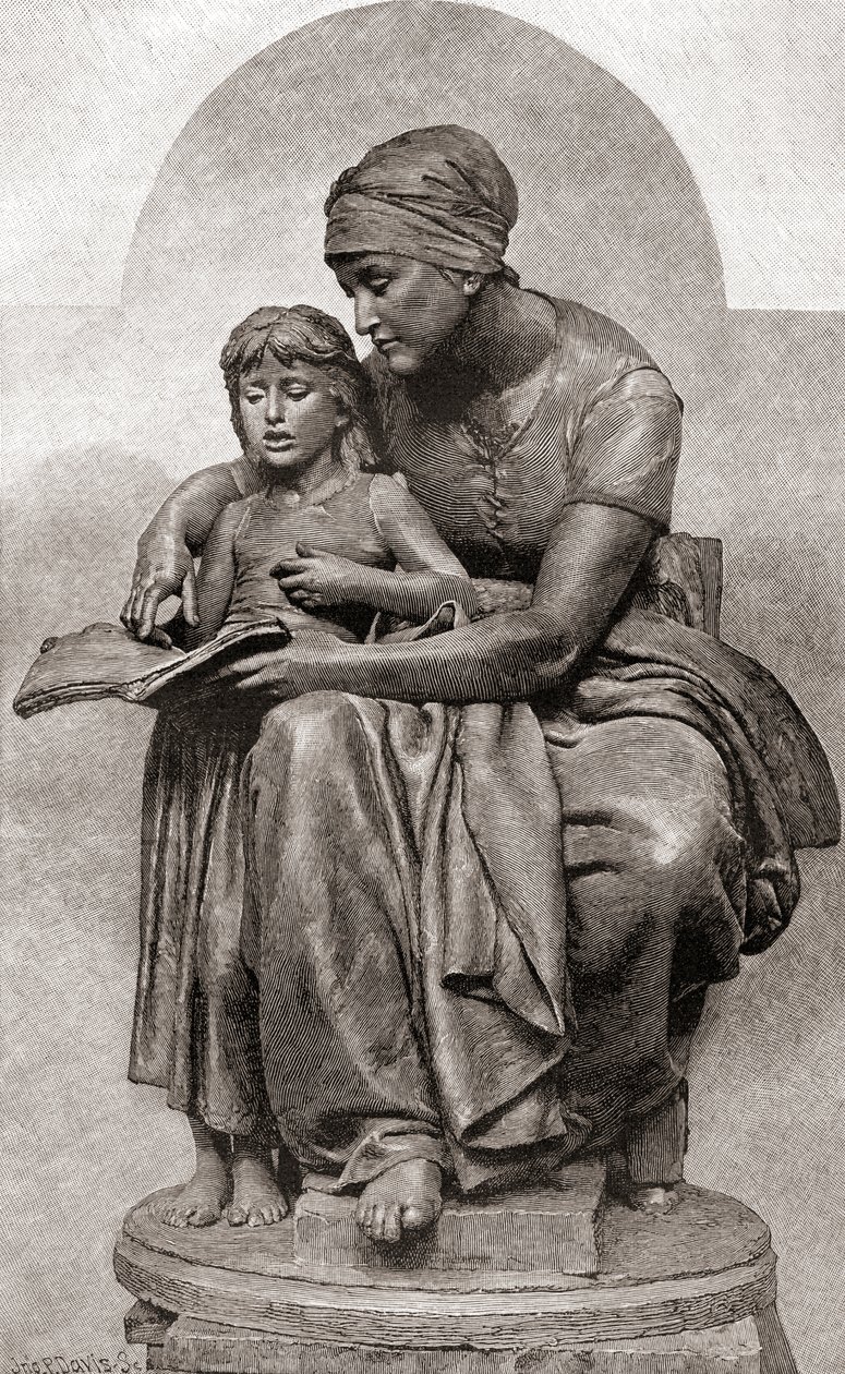La Educación Maternal or Maternal Education, z magazynu The Century, opublikowanego w 1887 r. autorstwa Eugene Delaplanche