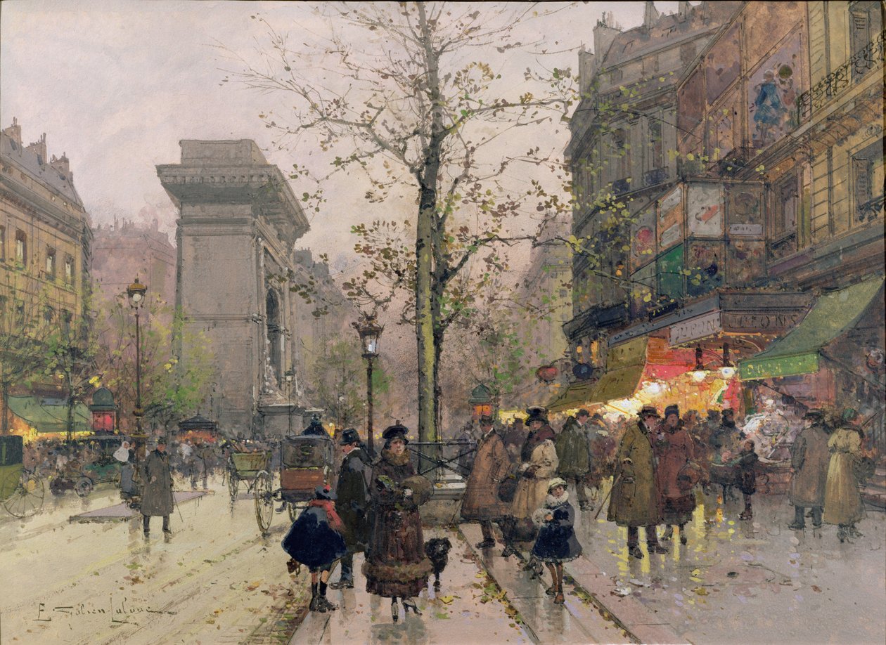 Porte St. Denis, Paryż autorstwa Eugene Galien Laloue