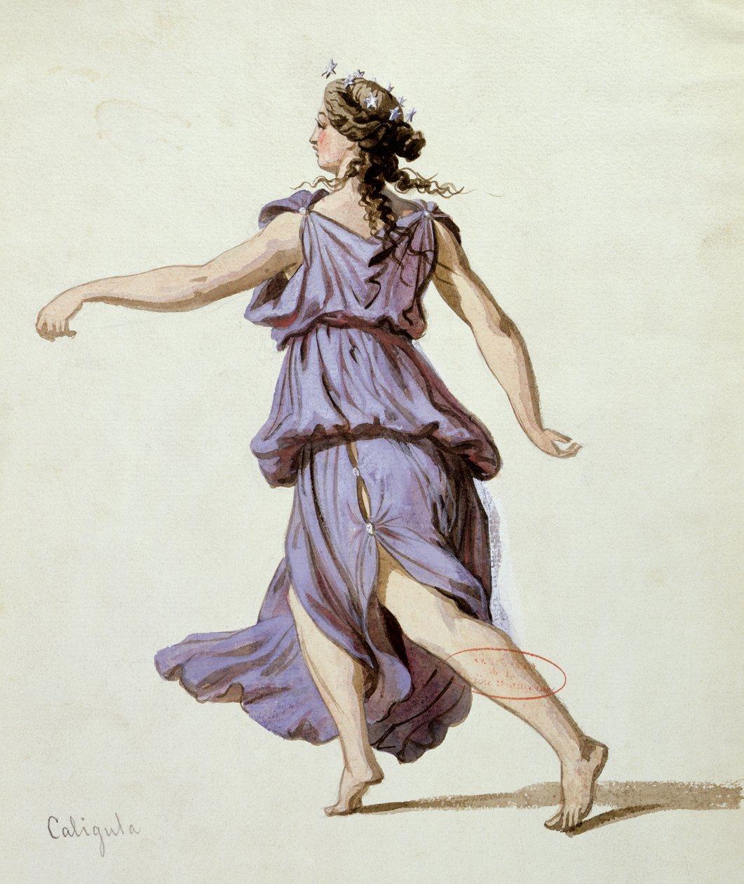 Godzina nocna, projekt kostiumów do pierwszej produkcji „Kaliguli” Aleksandra Dumasa (1802-70) w Komedii Francuskiej, grudzień 1837 autorstwa Pierre François Eugène Giraud