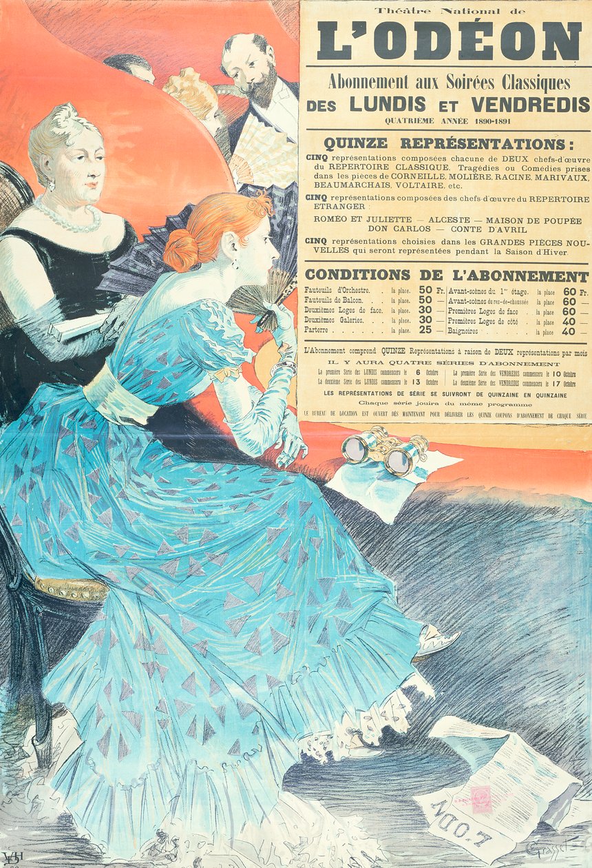 Reklama Teatru Odeon, 1890 autorstwa Eugene Grasset