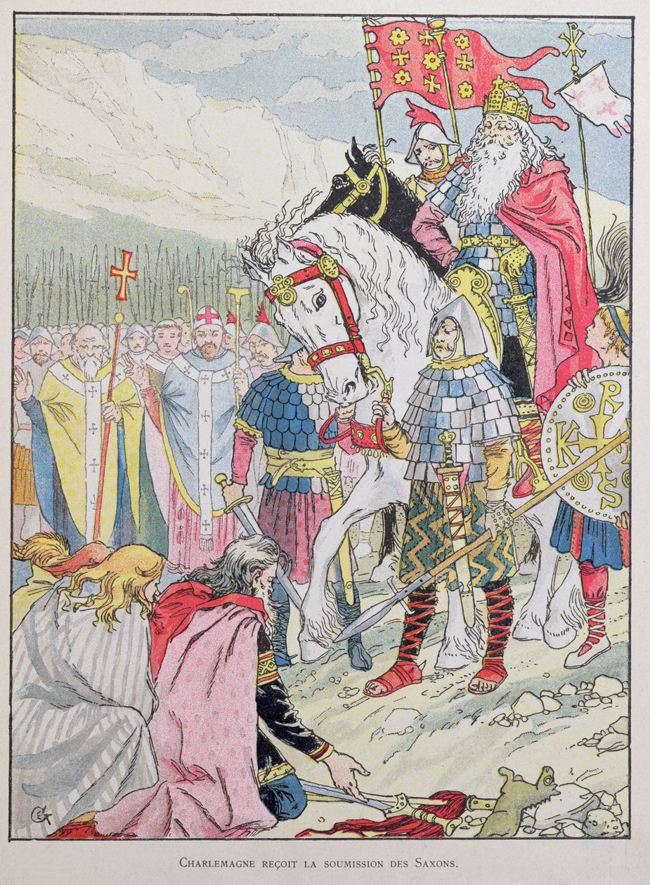 Karol Wielki (742-814) uzyskując poddanie Sasów w 785 r. autorstwa Eugene Grasset