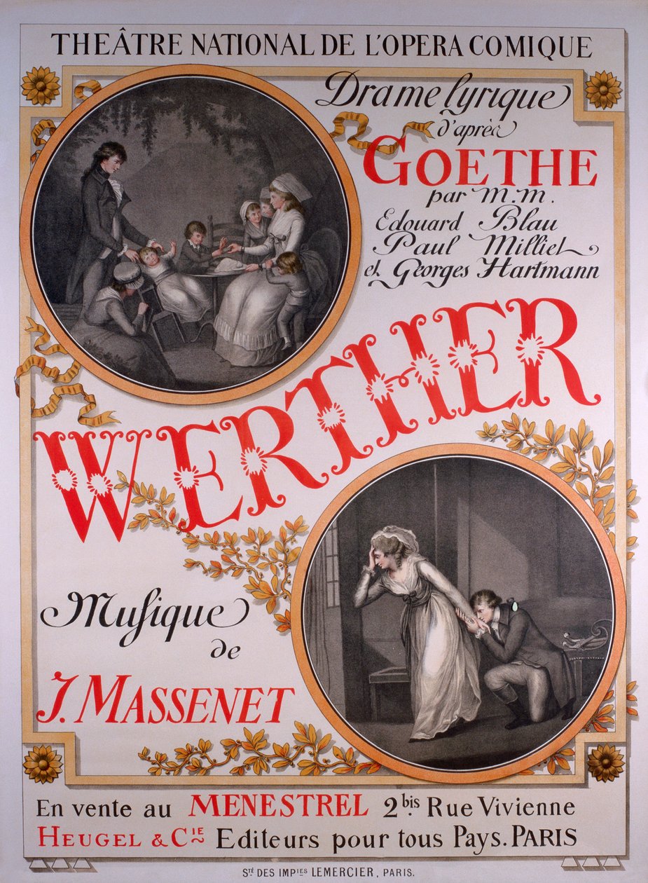 Werter, opera Julesa Masseneta (12 maja 1842 - 13 sierpnia 1912) na podstawie Goethesa Cierpienia młodego Wertera autorstwa Eugene Grasset