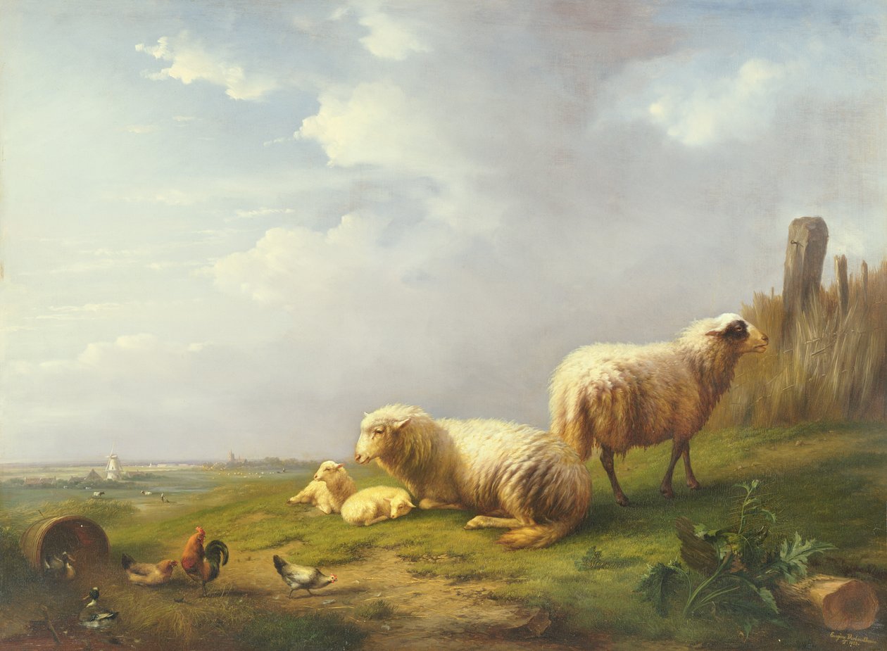 Owce i kury w krajobrazie, XIX w. autorstwa Eugene Joseph Verboeckhoven
