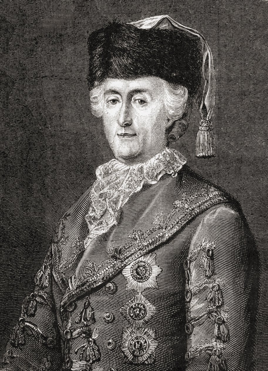 Katarzyny II, rytowane przez Stephane Pannemakera (1847-1930) z „Histoire de la Revolution Francaise” Louisa Blanca (1811-82) autorstwa Eugene Joseph Viollat