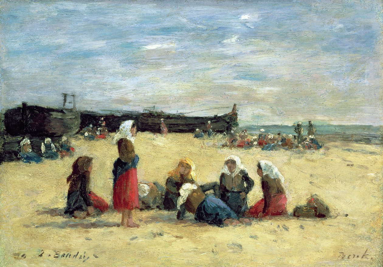 Berck, Rybaczki na plaży, 1876 autorstwa Eugene Louis Boudin