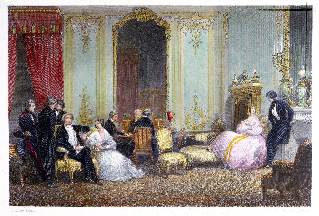 Rodzina we wnętrzu, 1842 autorstwa Eugene Louis Lami