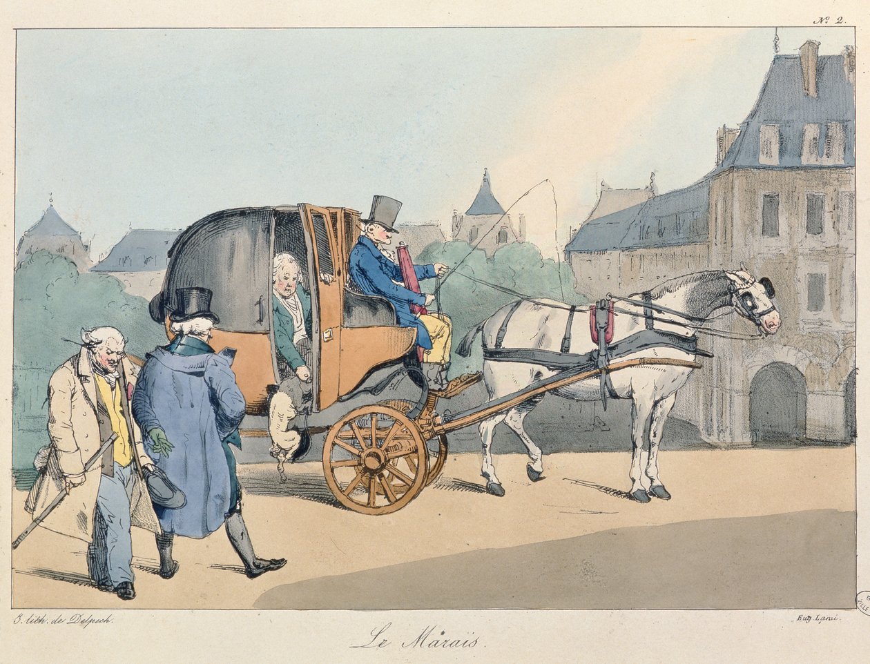 Le Marais, c.1825 (kolorowa lito) autorstwa Eugene Louis Lami