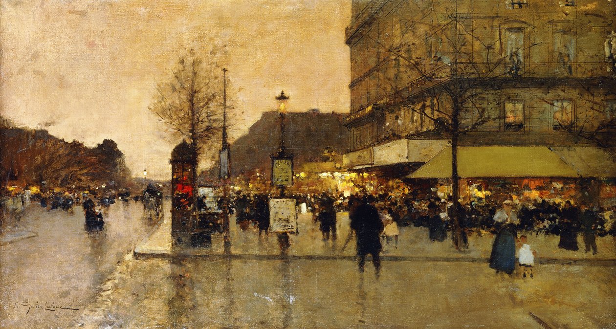 Paryska scena uliczna autorstwa Eugene Galien Laloue