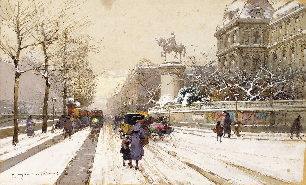 Paryż zimą autorstwa Eugene Galien Laloue