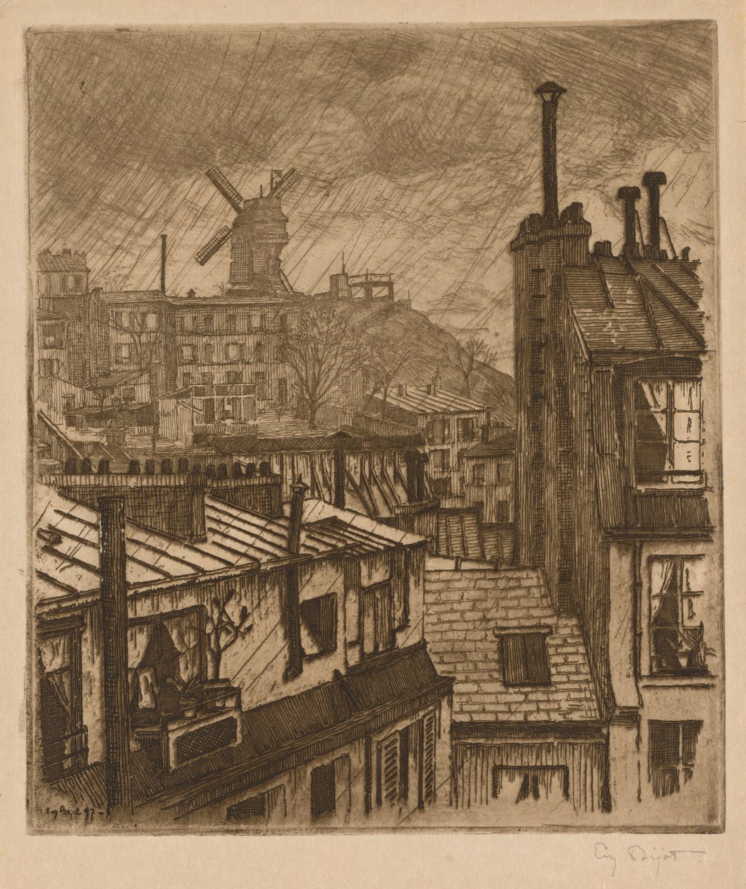 Montmartre, Moulin de la Galette autorstwa Eugene Bejot