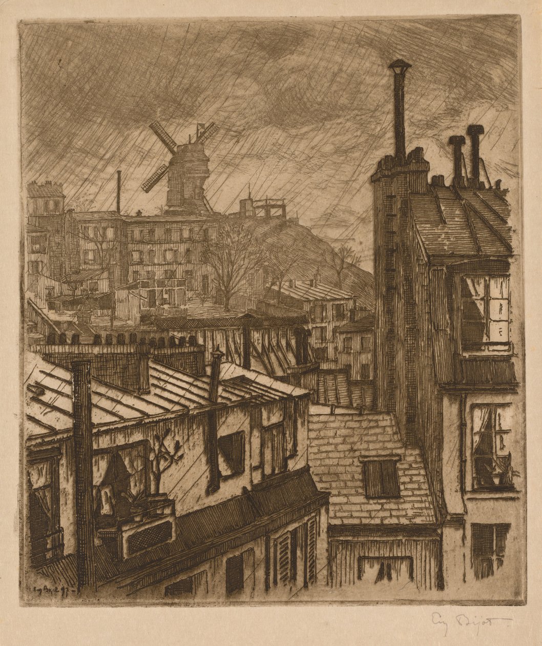 Montmartre, Moulin de la Gallette autorstwa Eugene Bejot