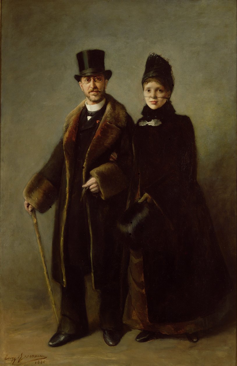 Heinrich Schliemann (1822-90) i jego żona autorstwa Eugene Broerman