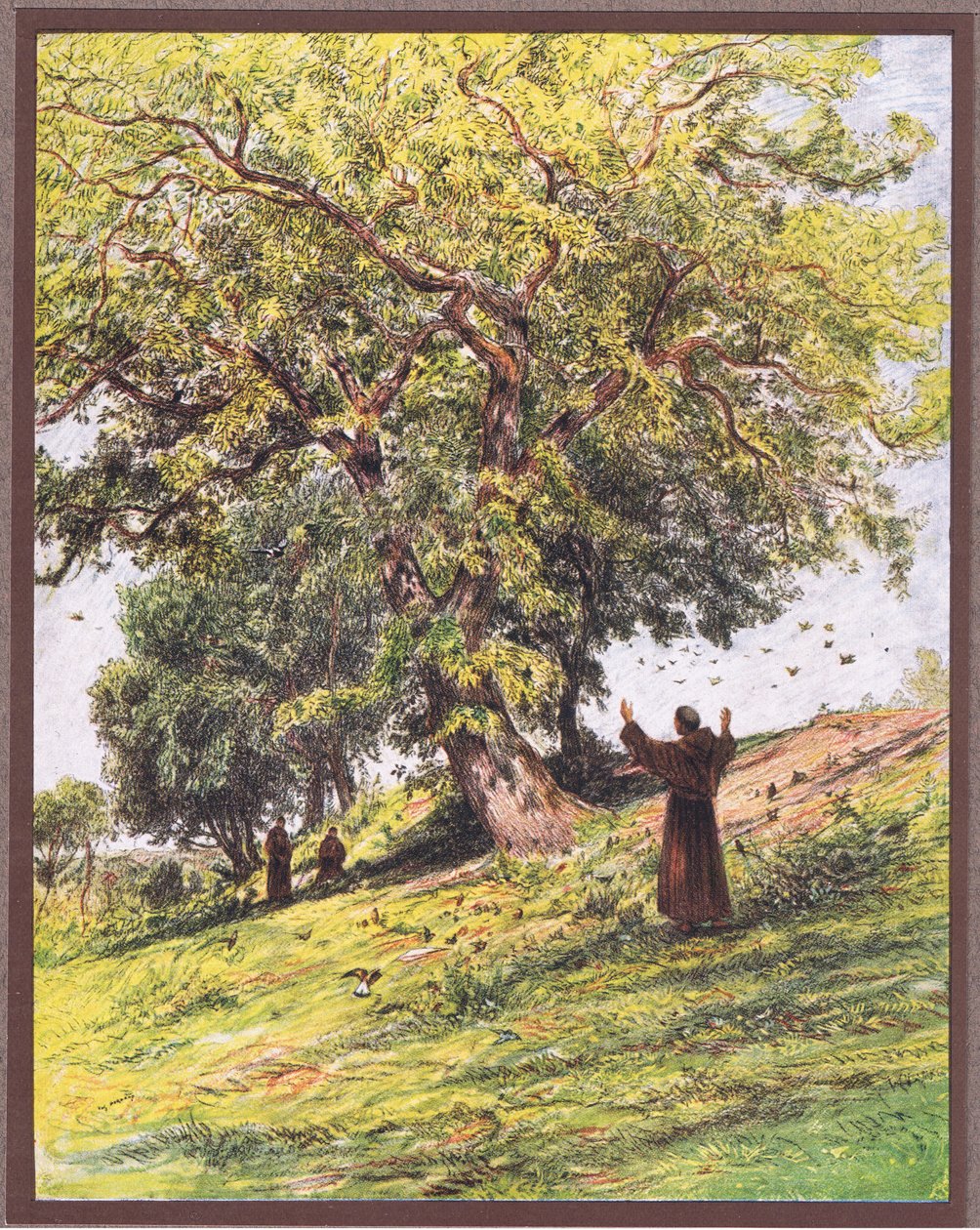 Św. Franciszek przemawia do ptaków, 1919 autorstwa Eugene Burnand