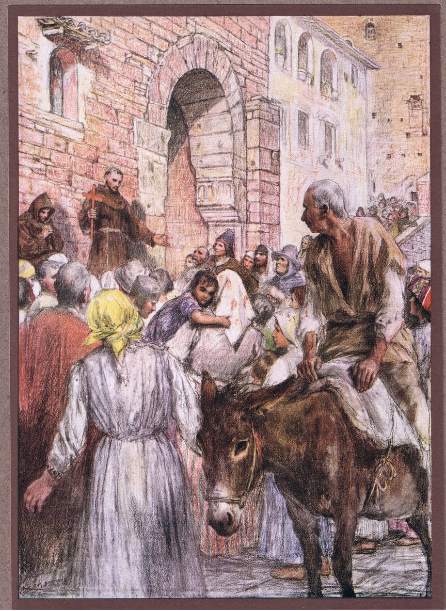 Głoszenie św. Franciszka w Bolonii, 1919 autorstwa Eugene Burnand