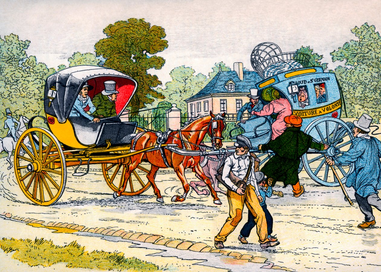 Kabriolet i kareta „coucou” w 1885 r. autorstwa Eugene Courboin