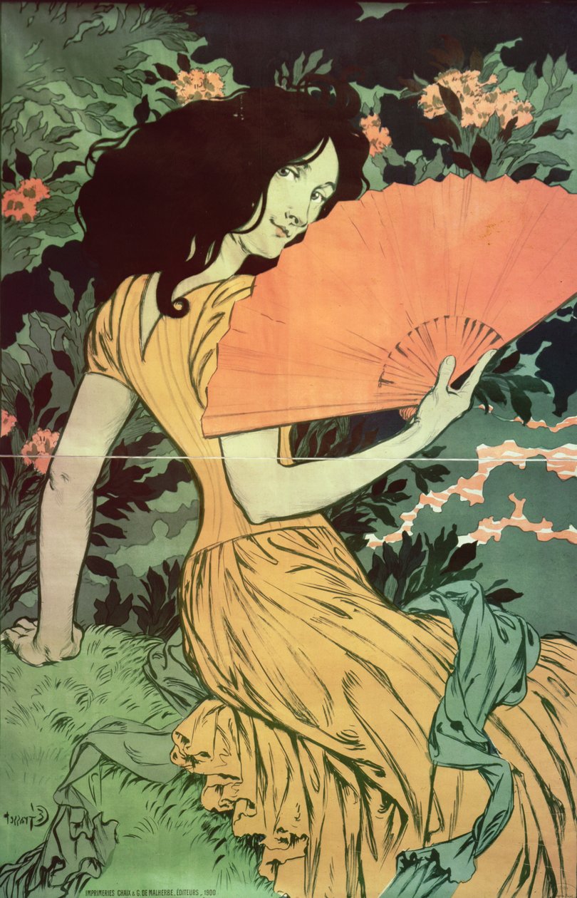 Kobieta z wachlarzem, 1900 autorstwa Eugene Grasset