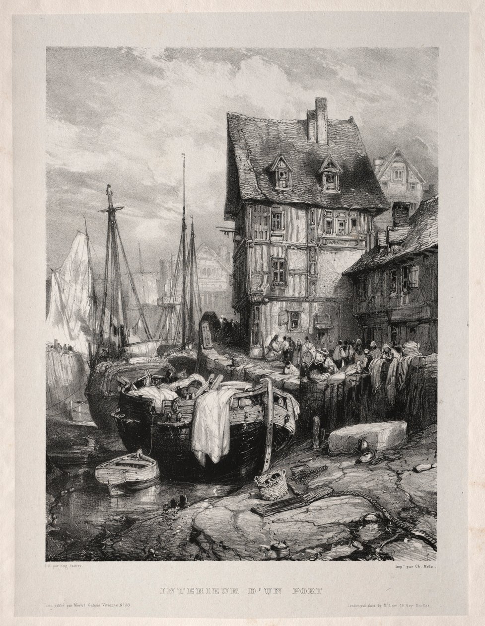 Six Marines: Wnętrze portu, 1833. autorstwa Eugene Isabey