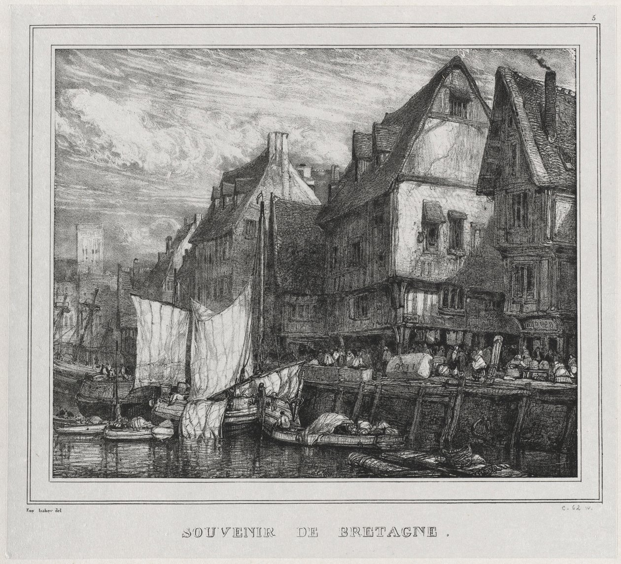 Pamiątki: Pamiątka Bretanii, płyta 5, 1832. autorstwa Eugene Isabey